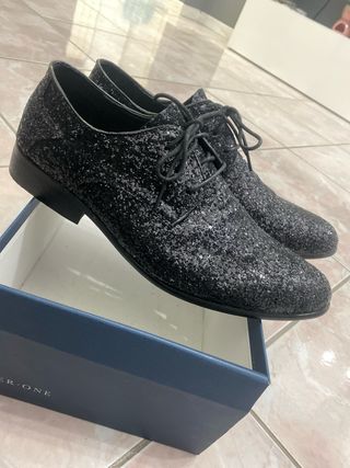 Scarpe uomo glitter nere e argento