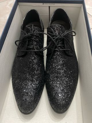 Scarpe uomo glitter nere e argento