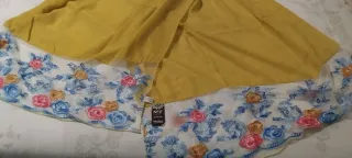 Chal mostaza bordado floral 70x180cm