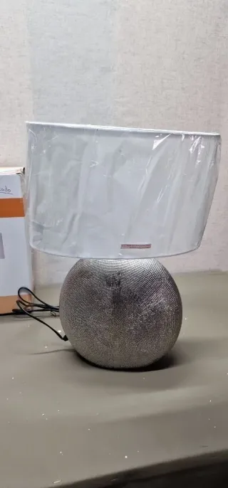 WOFI Lampada da Tavolo E27, 60 W, Argento