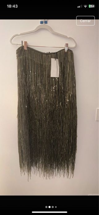 Falda Zara Lentejuelas Flecos Edición Limitada