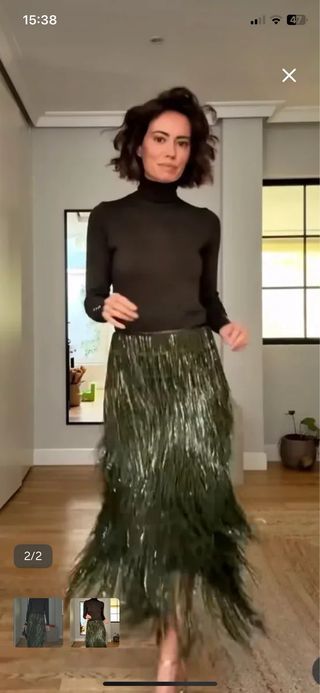 Falda Zara Lentejuelas Flecos Edición Limitada