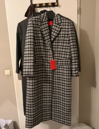 Cappotto Max Mara a Quadri Nero Grigio