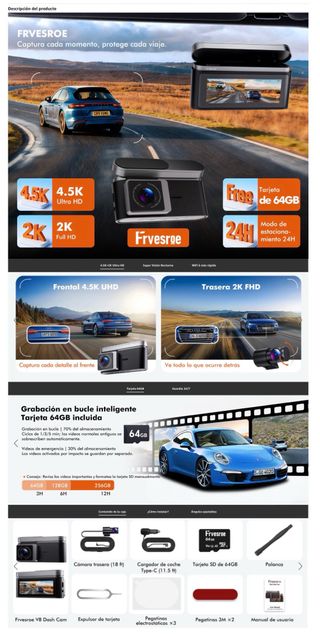 NUEVO! (97€) Dashcam 4.5K+2K Delantera y Trasera