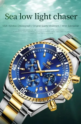 Reloj OLEVS Hombre Azul y Dorado