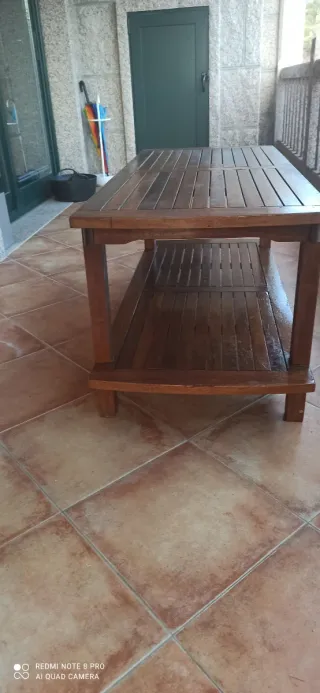Conjunto mesa y sillas de jardín madera