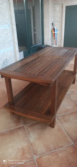 Conjunto mesa y sillas de jardín madera