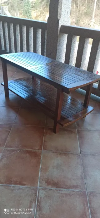 Conjunto mesa y sillas de jardín madera