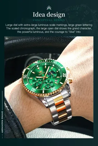 Reloj OLEVS Hombre Oro y Verde