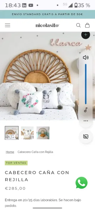 Cabecero caña bambú estilo vintage