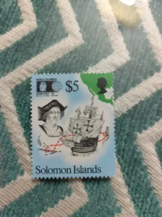 4 Sellos Islas Salomón Expo Filatélica Chicago