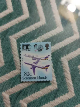 4 Sellos Islas Salomón Expo Filatélica Chicago