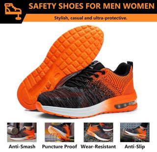 Zapatillas de seguridad negras y naranjas