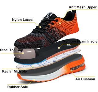 Zapatillas de seguridad negras y naranjas