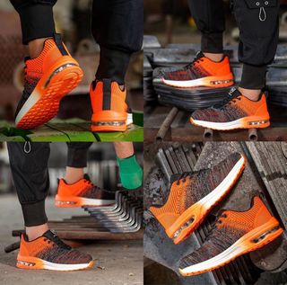 Zapatillas de seguridad negras y naranjas