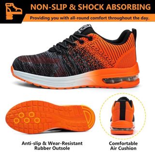 Zapatillas de seguridad negras y naranjas