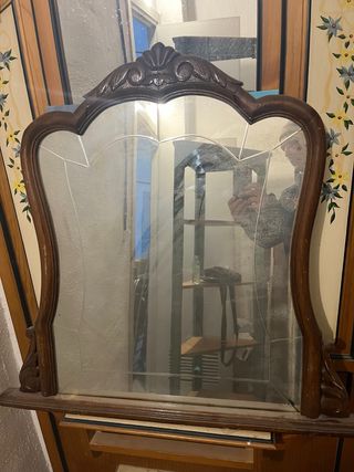 Espejo antiguo madera tallada