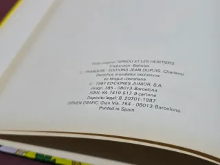 Cómic Spirou y los Herederos. 1987
