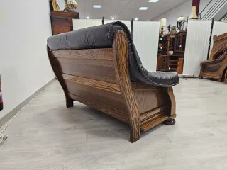 Tresillos Rusticos de Piel Marrón Oscuro