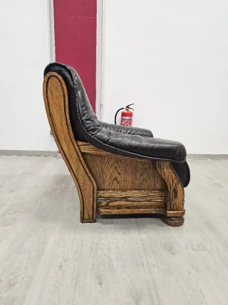 Tresillos Rusticos de Piel Marrón Oscuro