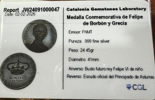 MEDALLA CONMEMORATIVA FELIPE PRINCIPE DE ASTURIAS