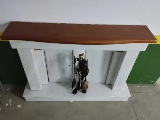 Frente Mármol Chimenea con encimera de madera