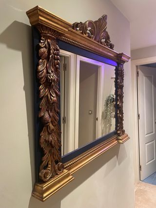 Espejo Grande Dorado y Azul