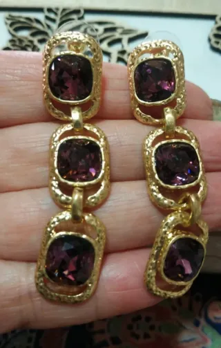 Pendientes Oscar de la Renta Oro y Morado