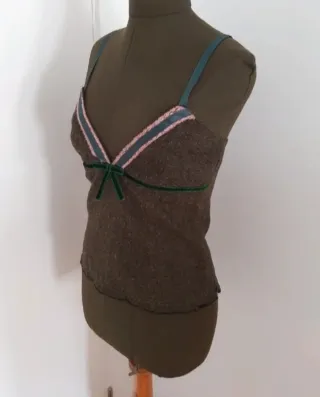 Top Invierno Stradivarius Marrón y Verde