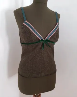 Top Invierno Stradivarius Marrón y Verde