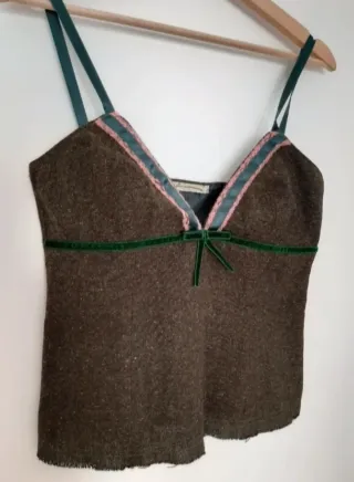 Top Invierno Stradivarius Marrón y Verde