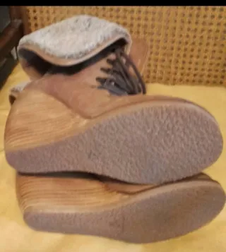 Botines tacón cuña alta , piel y cuero Destroy tal