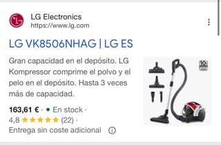 Aspirador LG VK8506NHAG Kompressor Technology