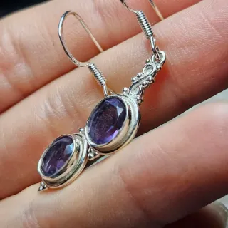 Pendientes Plata 925 Amatista Ovalada