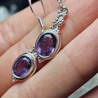Pendientes Plata 925 Amatista Ovalada
