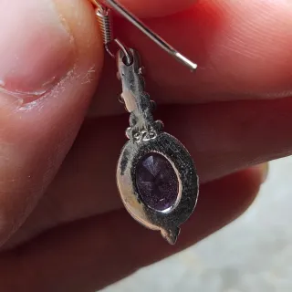Pendientes Plata 925 Amatista Ovalada