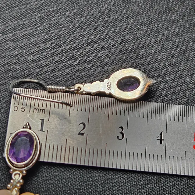 Pendientes Plata 925 Amatista Ovalada