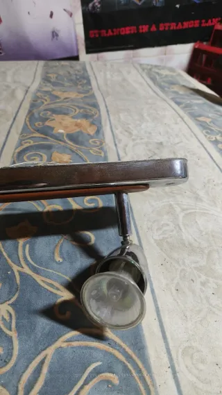 Lámpara 3 focos madera y metal