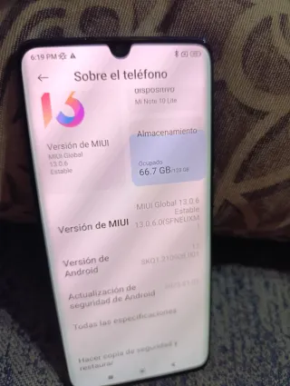 Xiaomi Note 10 Lite azul marino  Cómo nuevo