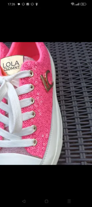 Sapatilhas Lola Casademunt Rosa e Brancas