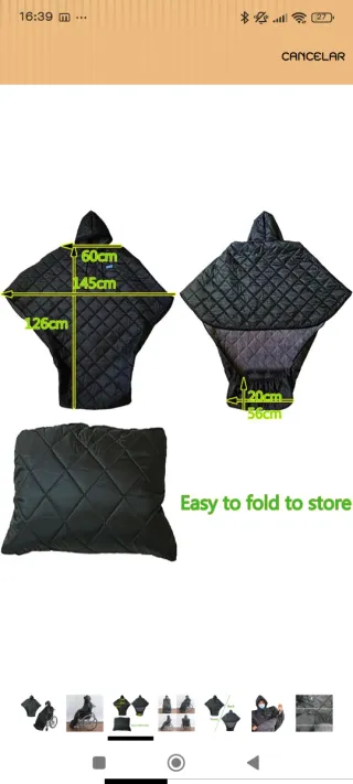 Abrigo para silla de ruedas acolchado