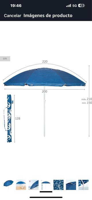 Sombrilla de Playa AKTIVE Azul N210