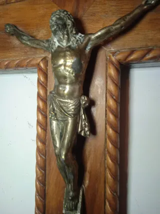 Antiguo Crucifijo Madera y Metal