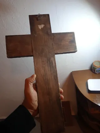 Antiguo Crucifijo Madera y Metal