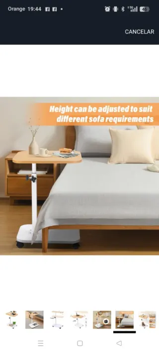 Mesa auxiliar regulable madera y metal