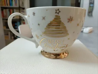 Tazze Natale Porcellana Oro Bianco