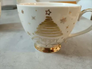 Tazze Natale Porcellana Oro Bianco