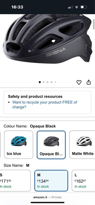 Casco Ciclismo Sena R1 Smart Interfono taglia M