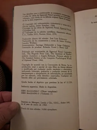 Sigmund Freud obras completas,  ordenamiento,