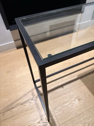 Consola Ikea Negra Cristal Metal 100x36x74